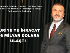 SURİYE’YE İHRACAT 2,6 MİLYAR DOLARA ULAŞTI