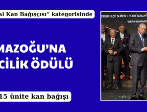 TAHMAZOĞU’NA BİRİNCİLİK ÖDÜLÜ